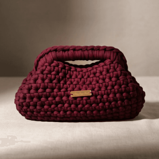 Handmade burgundy crochet bag